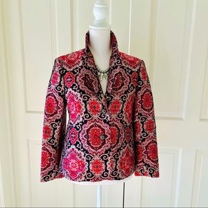 Kate Spade red black brocade jacket